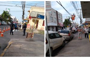 Fios rompem de poste no bairro Oficinas e unidades consumidoras ficam sem internet e sem telefone