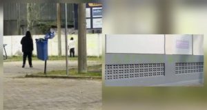 Pichadores sujam ponto turístico de Tubarão com símbolos ocultistas
