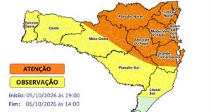 Defesa Civil Alerta para Chuvas Persistentes em Tubarão Entre Segunda e Terça